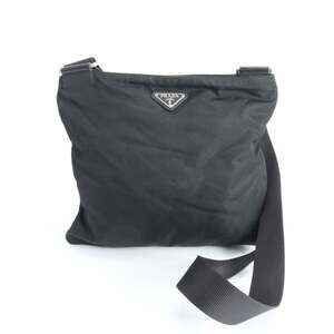 Prada Tessuto Nylon Triangle Logo Leather Shoulder Bag, Crossbody Messenger B...